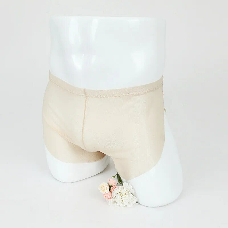 Een Stuk Nieuwe Stijl Mannen Mesh Ademend Licht Sexy Half Transparant Boxer Ondergoed Man Homewear Pijl Hotpants