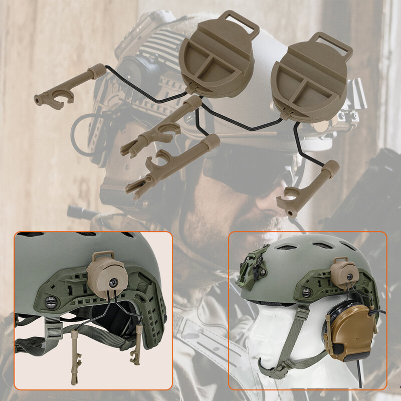 Tactical COMTAC Helmet Airsoft Headset Bracket and Fast Ops Core Helmet ARC Rail Adapter for COMTAC I II III Tactical Headphone