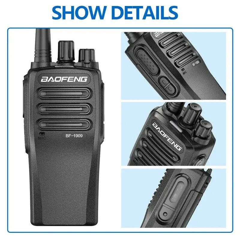 Baofeng-walkie-talkie de largo alcance, Radio de mano de alta potencia de 10W, tipo C, 3800mah, Uhf, 400-470Mhz, BF-1909