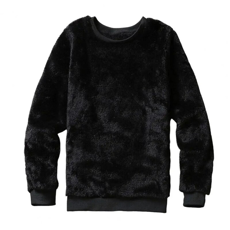 Men Sweatshirt Plush Long Sleeve O-neck Loose Streetwear Male Winter Pullover Sweater male winter