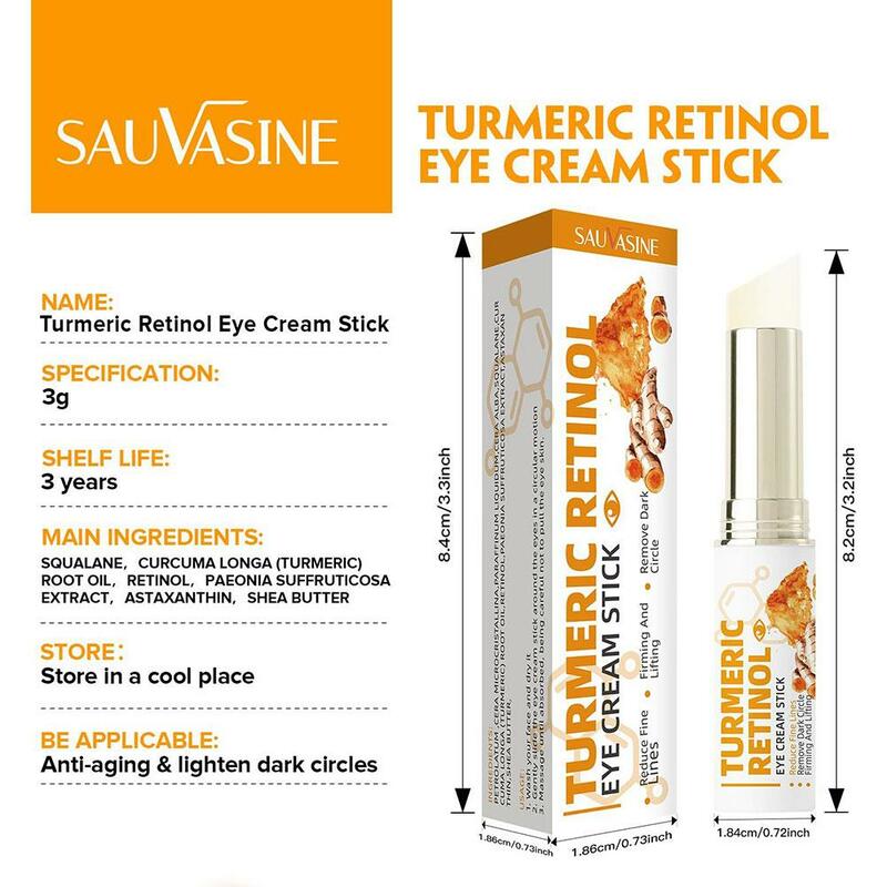 Hydrating and Moisturizing Eye Cream Stick Improve eye Wrinkles Anti-aging Fine baolm Fade Lines Turmeric eye Anti-aging K8Y9
