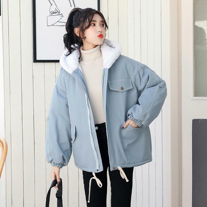 Parkas à capuche monochromes pour femmes, poches charmantes, tout match, style coréen, tempérament délicat, vintage