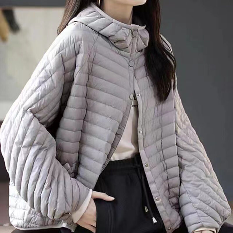 Женская легкая куртка с капюшоном, Свободная Повседневная теплая парка из хлопка, верхняя одежда, осень-зима 2024