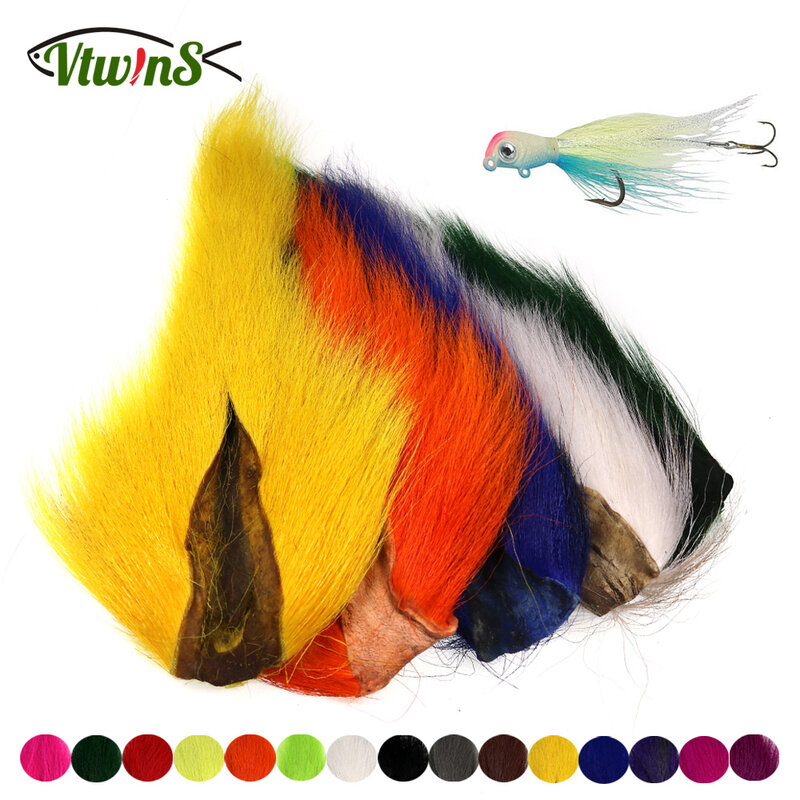 Vtwins Fly Tying Fur Whole Dyed Deer Tail Hair Fur Bucktail Jigs Fly Tying mosche di acqua salata Dry for Fly Tying Bucktail Materials
