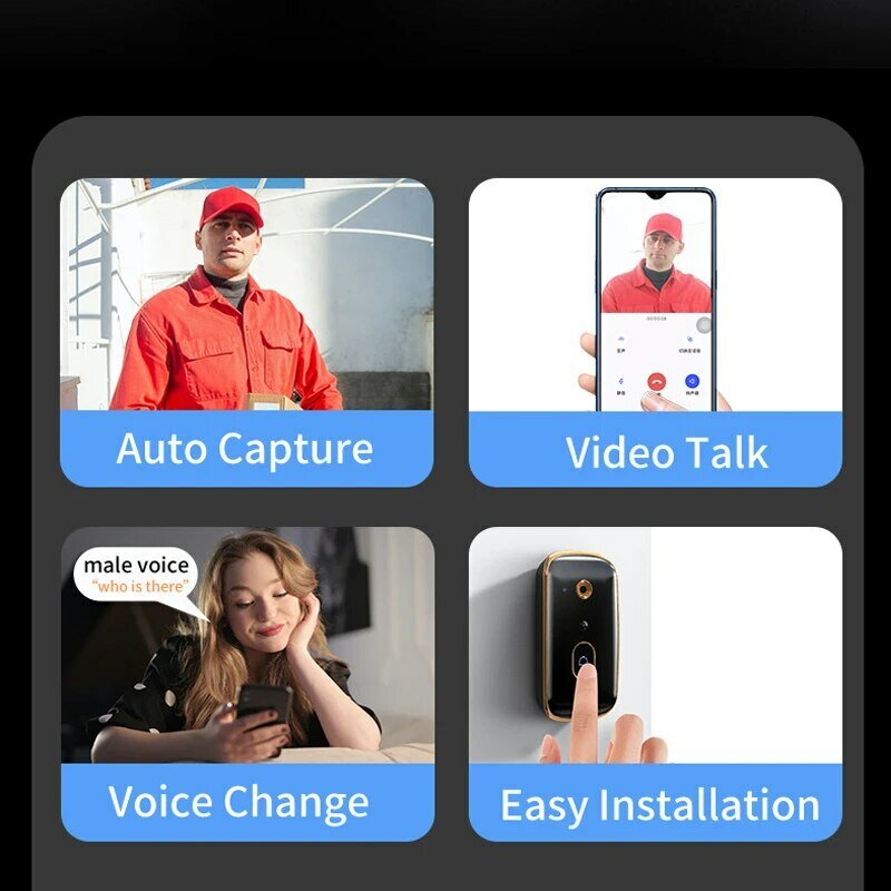 Neue intelligente visuelle Türklingel mit mobiler Erfassung und variabler Sound-Sprach anruf ultra lange Standby-Funktürklingel