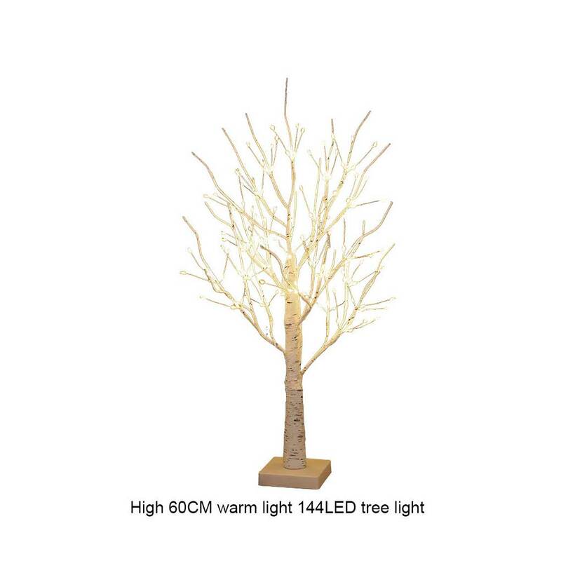 Luz de árbol de abedul de 24/144 LED, iluminación nocturna de rama brillante, adecuada para el hogar, dormitorio, boda, fiesta, decoración de Navidad
