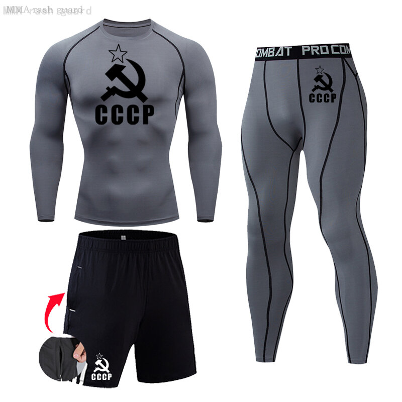 CCCP Men's Fitness Underwear Compression Base layer Winter Sports Thermal underwear Track suit Men Sportswear Rashgarda MMA