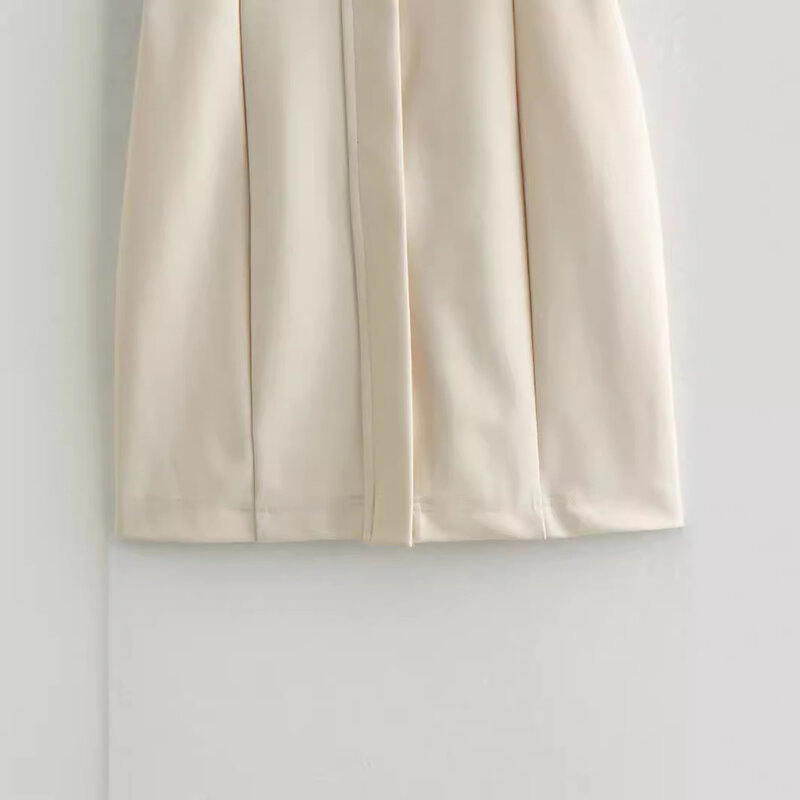 Mini vestido feminino de manga curta de gola com quadril, blusa regata fina, elegante, simples, verão, 2024