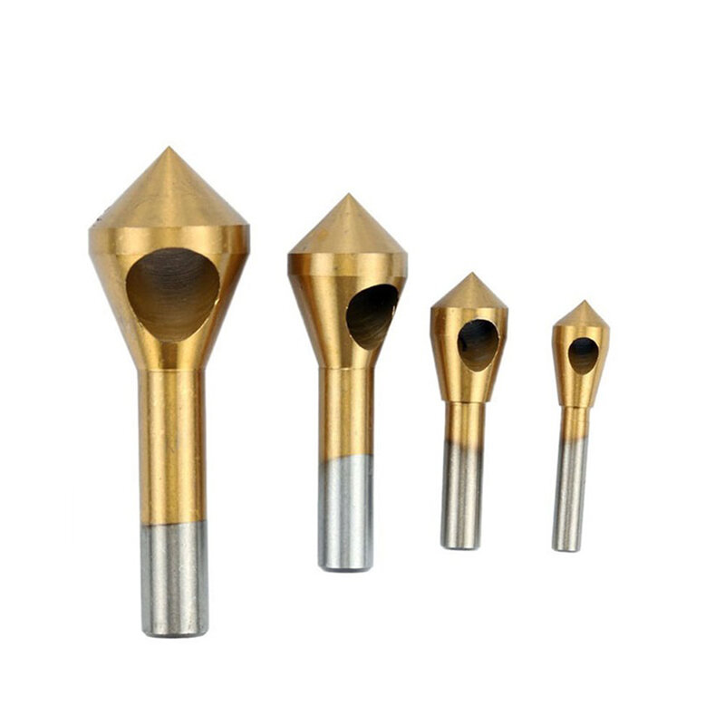 Broca de aço de alta velocidade, chanfro ferramentas, escareador para cortar ouro, cortador de furo, 6mm, 8mm, 10mm, 12mm, Brand New