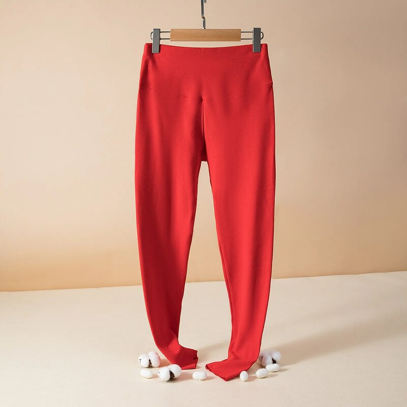 Pantalones térmicos de forro polar para mujer, Leggings cómodos de Color sólido, ajustados, elásticos, talla grande, invierno, 1 paquete