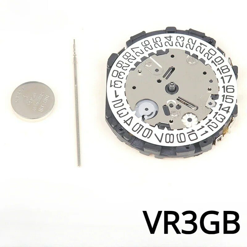 Новый и оригинальный японский механизм VR3GA с 6 стрелками и календарем на 3 часа, кварцевый механизм VR3G, запасные части для ремонта часов