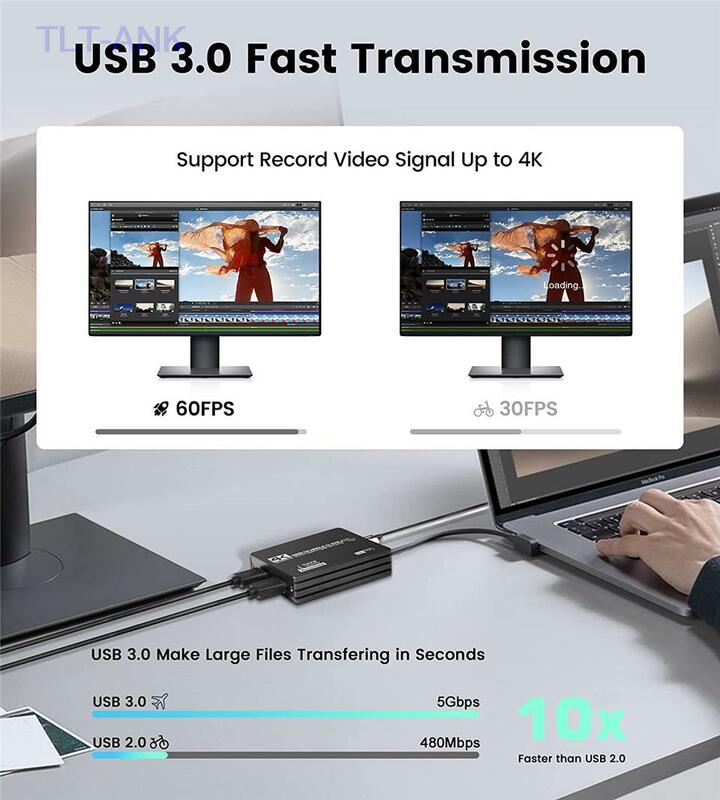 비디오 4K 프로 USB 3.0 비디오 캡처 카드, HDMI 호환, 1080P 60fps HD 비디오 녹음기 그래버, OBS 캡처 게임 라이브용