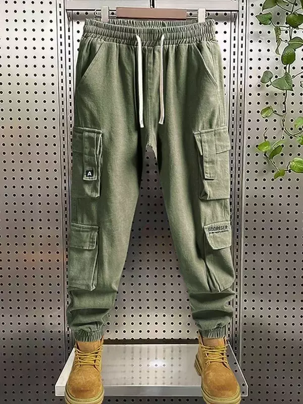 Trousers Man Fleece-lined Khaki Cargo Pants for Men Winter Hiking Outdoor Harajuku Cotton Casual Slacks Cheapest Designer Baggy