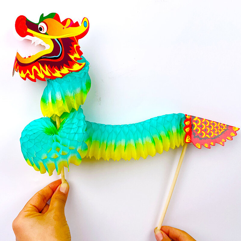 Chinese New Year Nostalgia DIY Paper Dragon Craft Material Chinese Dragon Dance Three-Dimensional Pull Flower Decor