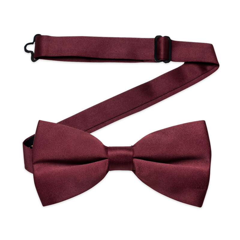 بورجوندي الساتان الرجال قبل تعادل ربطة العنق للأب والابن حفل زفاف أحمر قابل للتعديل رجل الأعمال ربطة القوس Tie الحرير فراشة عقدة