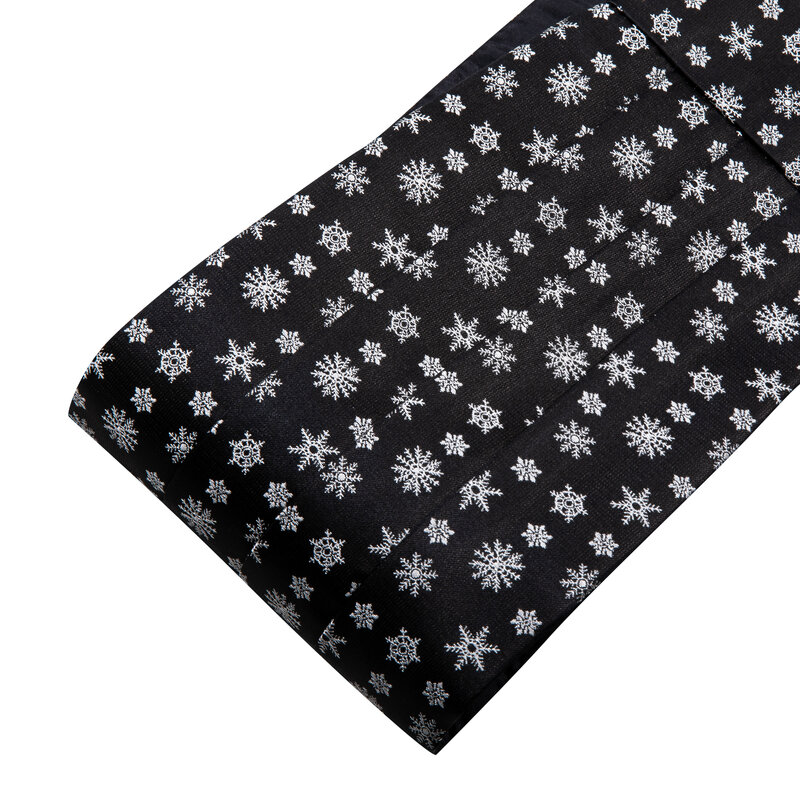 Barry.Wang Adjustable Christmas Silk Men Cummerbund Bowtie Pocket Square Cufflinks Set Jacquard Snow Santa Xmas Tree Luxury Gift
