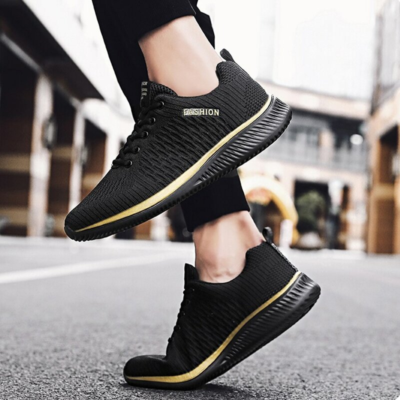 รองเท้าถักสำหรับผู้ชายเดินวิ่งรองเท้าผ้าใบผู้หญิงแฟชั่นลำลองระบายอากาศเล่นกีฬายิมน้ำหนักเบา
