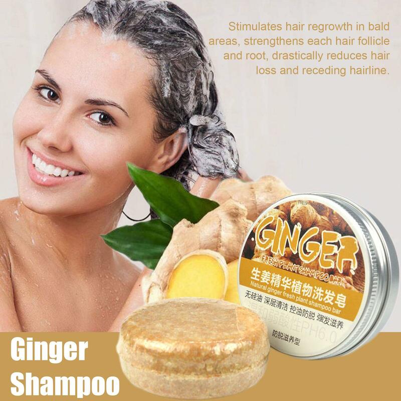 Ginger Polygonum Soap Shampoo Sabonete Processado a Frio Shampoo de cabelo Bar Shampoos de plantas puras Cuidados com os cabelos