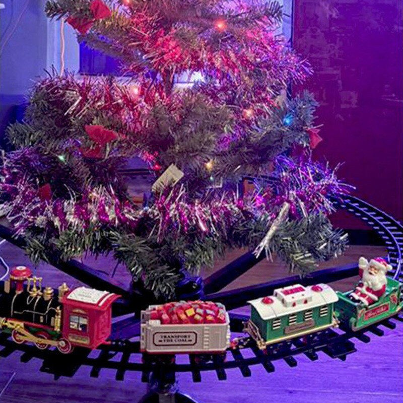 Kereta api Natal dengan suara, kit kereta api listrik hadiah untuk anak-anak