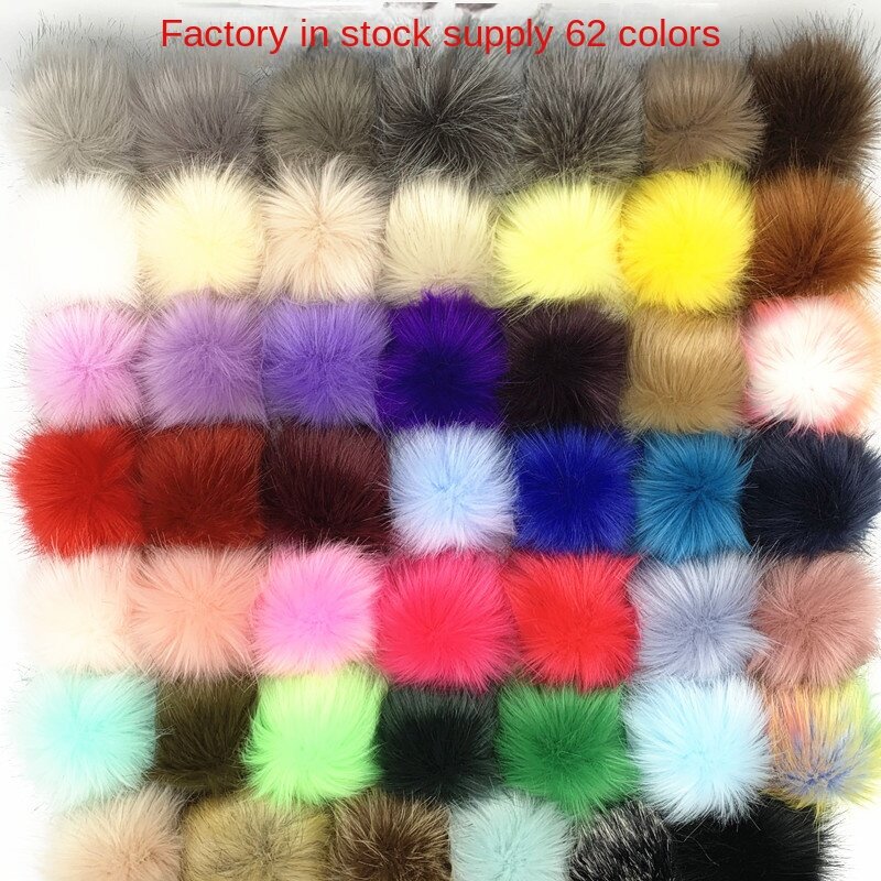 10cm colore volpe procione imitazione lana artificiale finta palla di pelliccia pompon ciondolo cappello fai da te