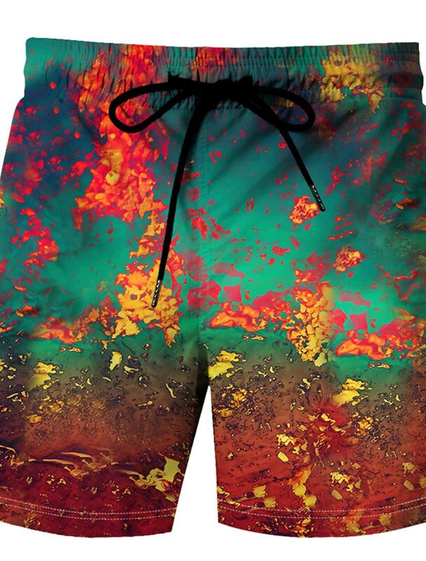 Pantalones cortos de baño con estampado 3D para hombre, bañadores con cordón, de secado rápido, hawaianos, informales, para vacaciones, novedad