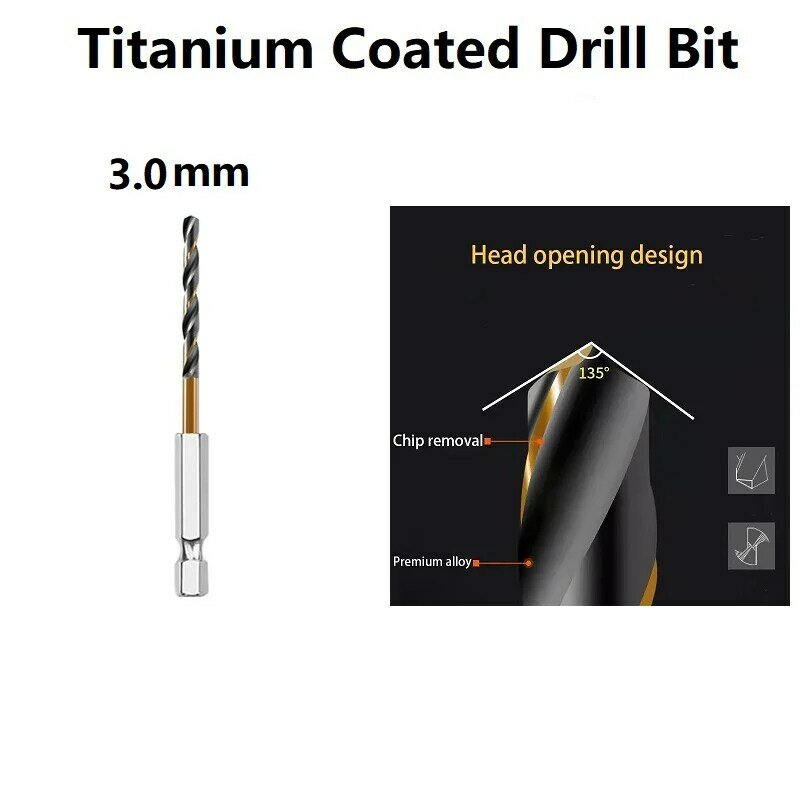 Qualità durevole nuova punta da trapano HSS adattatore parte 1/4 gambo esagonale 1 pz 6.35mm gambo acciaio ad alta velocità rivestito in titanio