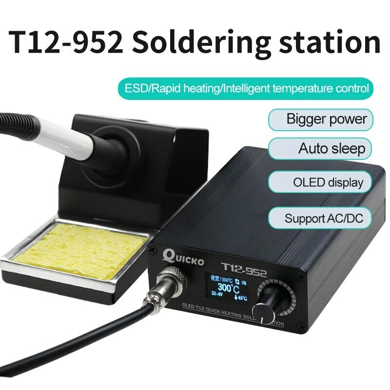 Estación de soldadura T12 de calentamiento rápido, soldador electrónico STC, T12-952, OLED, Digital, QUICKO