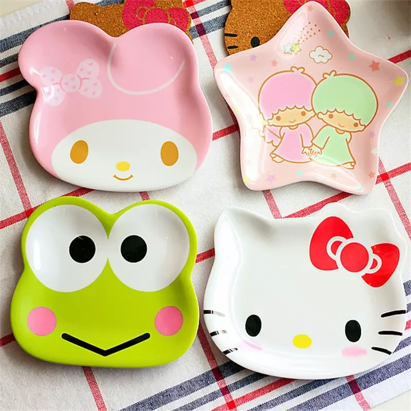 Piring Makan Malam My Melody Sanrio Hello Kitty Anime Bayi Anak-anak Kawaii Piring Peralatan Makan Lucu Piring Buah Kartun Hadiah Nampan Makanan Ringan