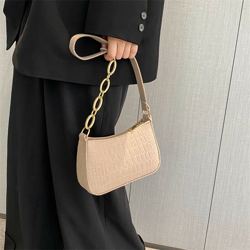 Tas bahu tekstur baru baru Crescent tas tangan sadel untuk wanita Messenger selempang mewah serbaguna kualitas tinggi