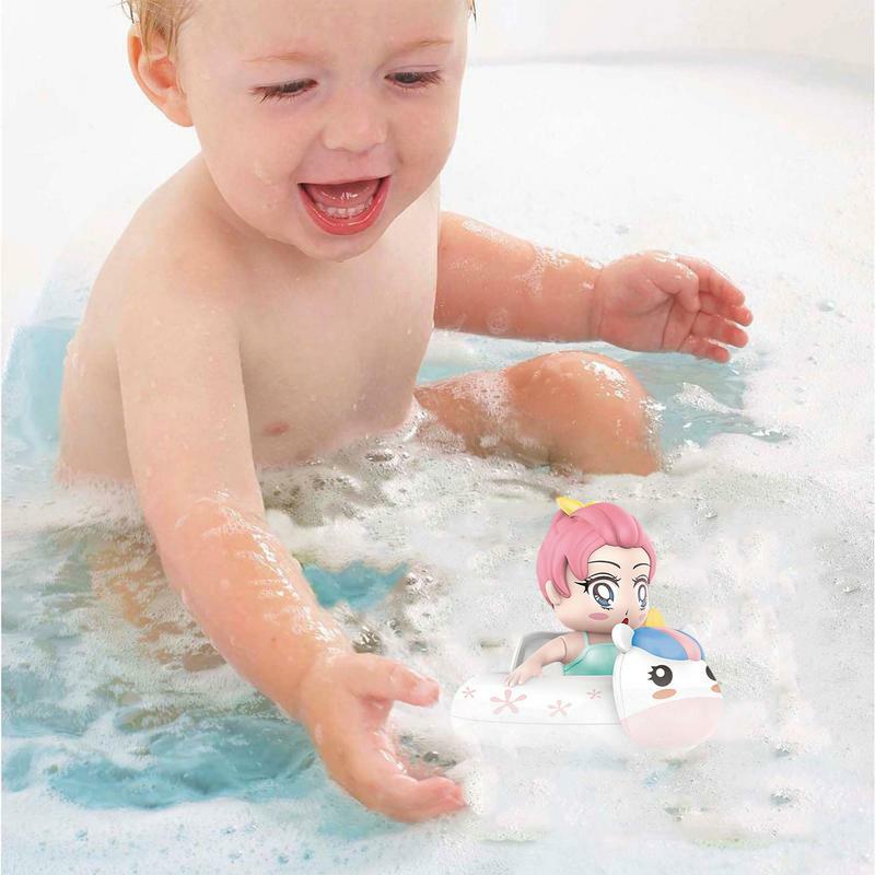 Wind Up Bath Toys Baby Bath Girl Swinging Toys Floating Wind Up Toys With Swimming Rings For New Born Baby Bathtub Water Toys