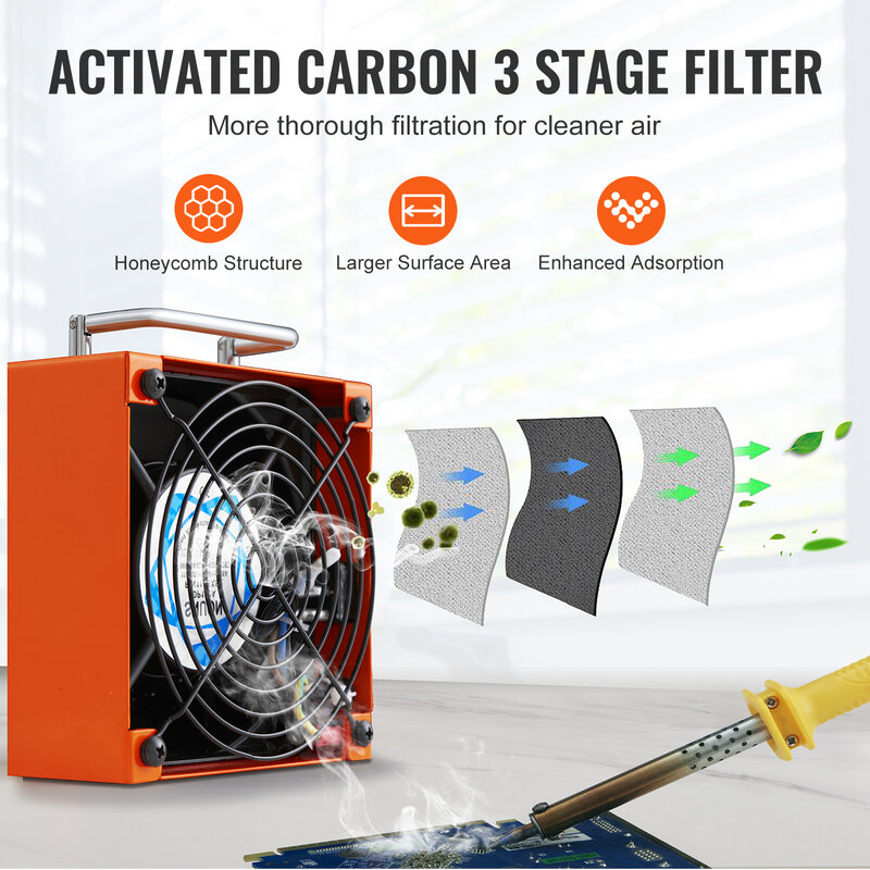 VEVOR Fume Extractor 38W Desktop Portable Solder Smoke Extractor Strong Suction Smoke Absorber Remover for Repair Welding Tool