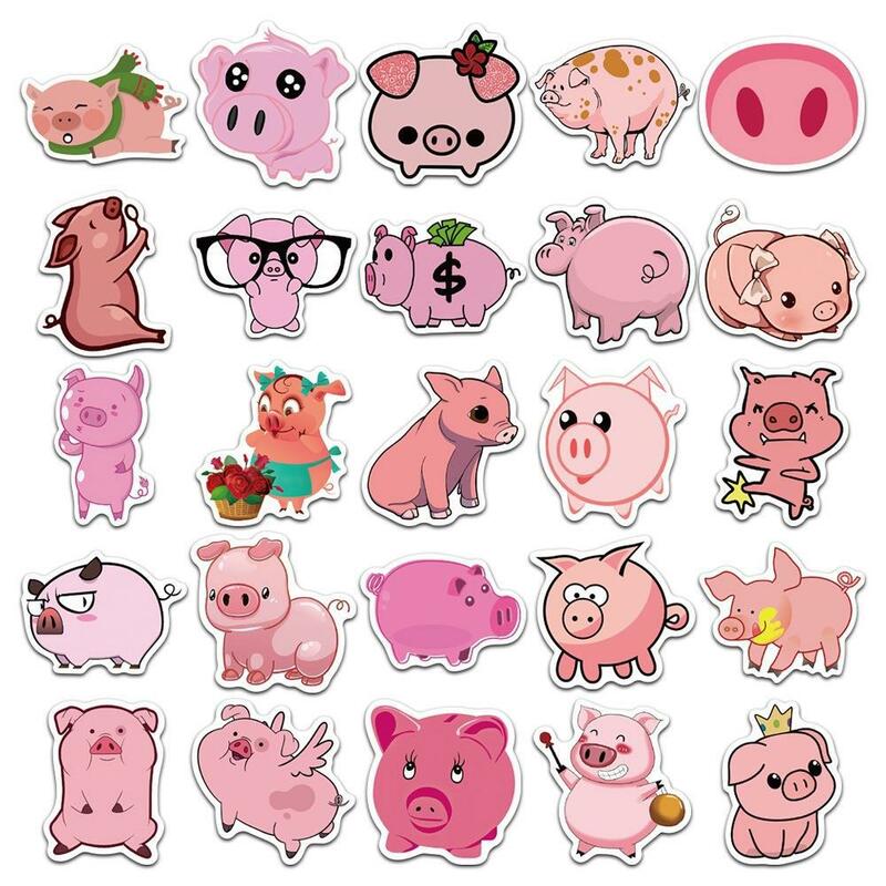 Dos desenhos animados Pink Pig Graffiti Adesivo, DIY Styling Vinil Adesivo, Snowboard, Laptop, Bagagem, Carro, Frigorífico, Adorável, 10 Pcs, 30 Pcs, 50 Pcs, 100Pcs