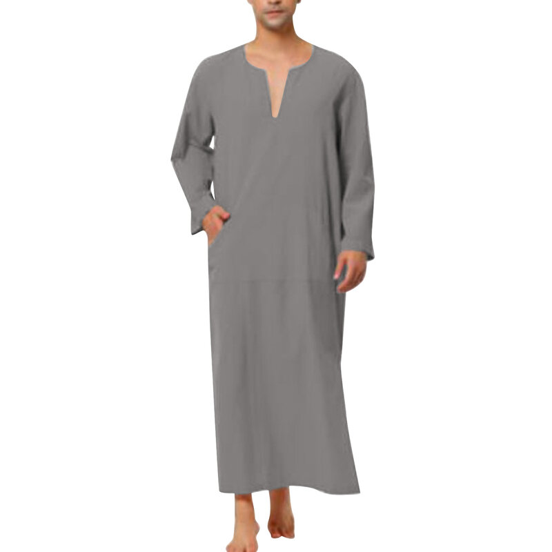 Conjuntos Abaya de manga comprida muçulmanos para homens, roupas islâmicas, Paquistão, Jubba Thobe, túnica, robe kaftan árabe saudita, Abaya, 2024