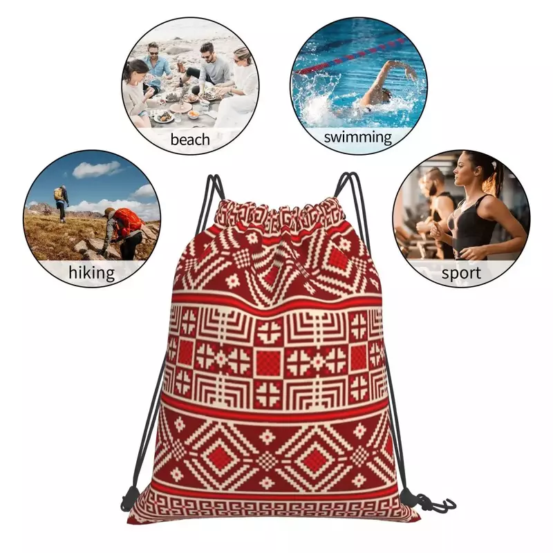Mochilas de ornamento étnico tradicional, bolso com cordão, bolsa esportiva, bolsa de livro para homem, mulher, estudantes