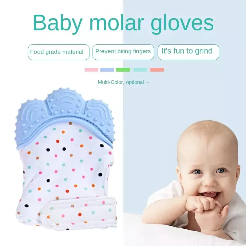 Cartoon Printed Teether Gloves para crianças e bebês, Anti Eating Hand Teething, Chewing Toy Stuff, Baby Stuff
