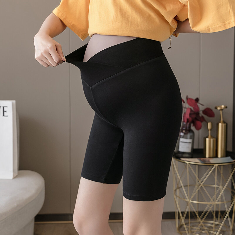 Celana panjang ibu hamil, celana keamanan perempuan hamil pinggang rendah/tinggi, celana pendek kehamilan Skinny melar