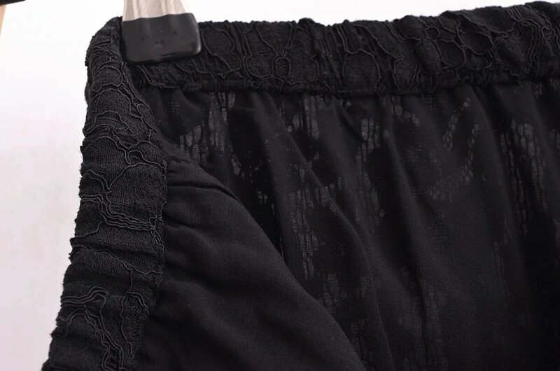 Conjunto de pijama preto feminino, calça de renda, camisa de manga comprida, calça reta, blusa solta, roupa de dormir, roupas chiques, 2 peças