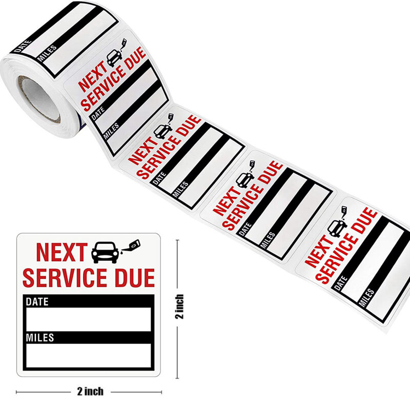 100-300pcs/roll Oil Change Maintenance Service Reminder Stickers Window Sticker Adhesive Labels Car Sticker  "NEXT SERVICE DUE"