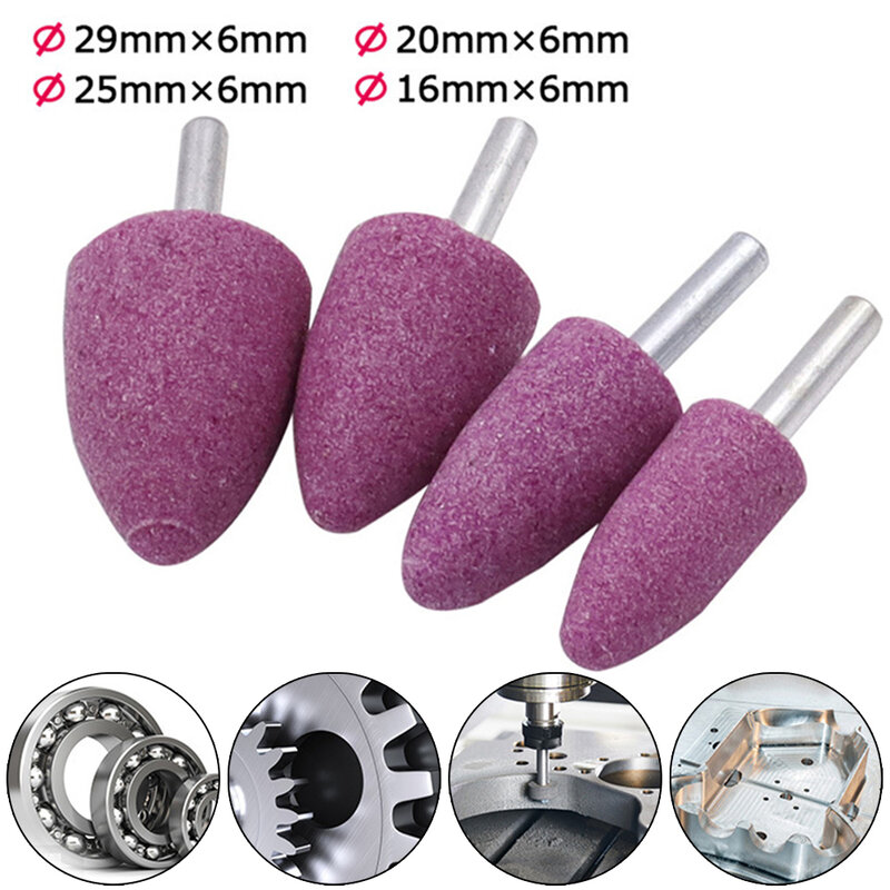 Power Rotary Tools Grinding Head Polishing Wheel Sanding Disc 6mm Shank Conical Corundum Grinding Stone High Quality