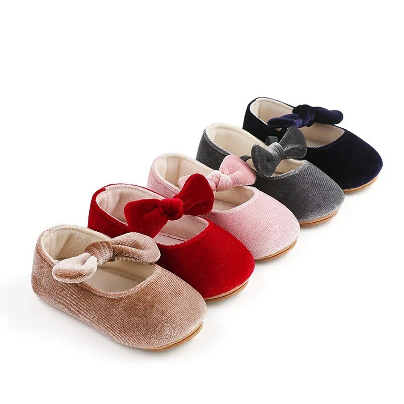 Newborn Baby Shoes Infant Girls Shoes Anti-slip Bowknot Princess Dress Shoes Toddler Baby Girls First Walker Crib Shoes