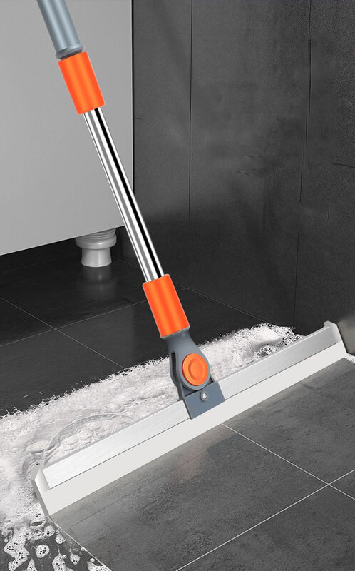 Escova de limpeza longa alça telescópica vassoura mágica silicone piso limpador rodo tira janela vidro do banheiro doméstico varrendo