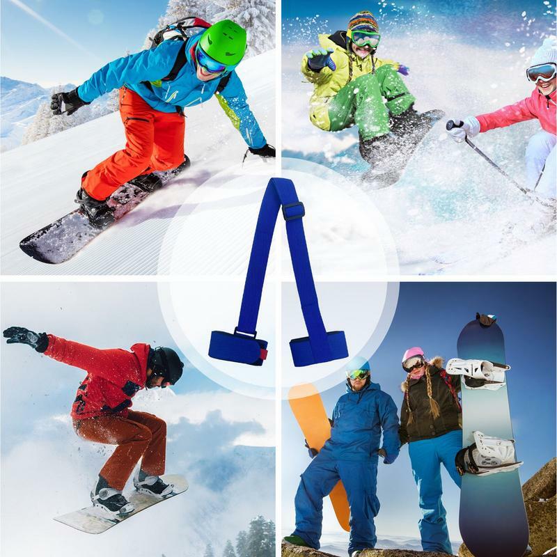 Bolsas de esquí de nailon ajustables, poste de esquí, hombro, portador de mano, correas de mango de pestañas, gancho de portero, bucle de protección para esquí y Snowboard