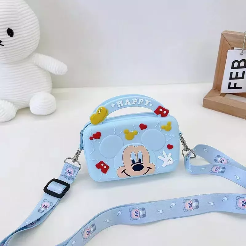 New Disney Stitch Shoulder Bags for Children Cartoon Mickey Mouse StellaLou Silica Gel Crossbody Bags Girls Women Mini Bag