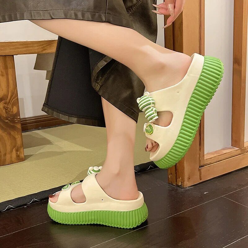 Wuyazqi-女性のための厚いソールのスリッパ,クールでファッショナブルな靴,新しい夏