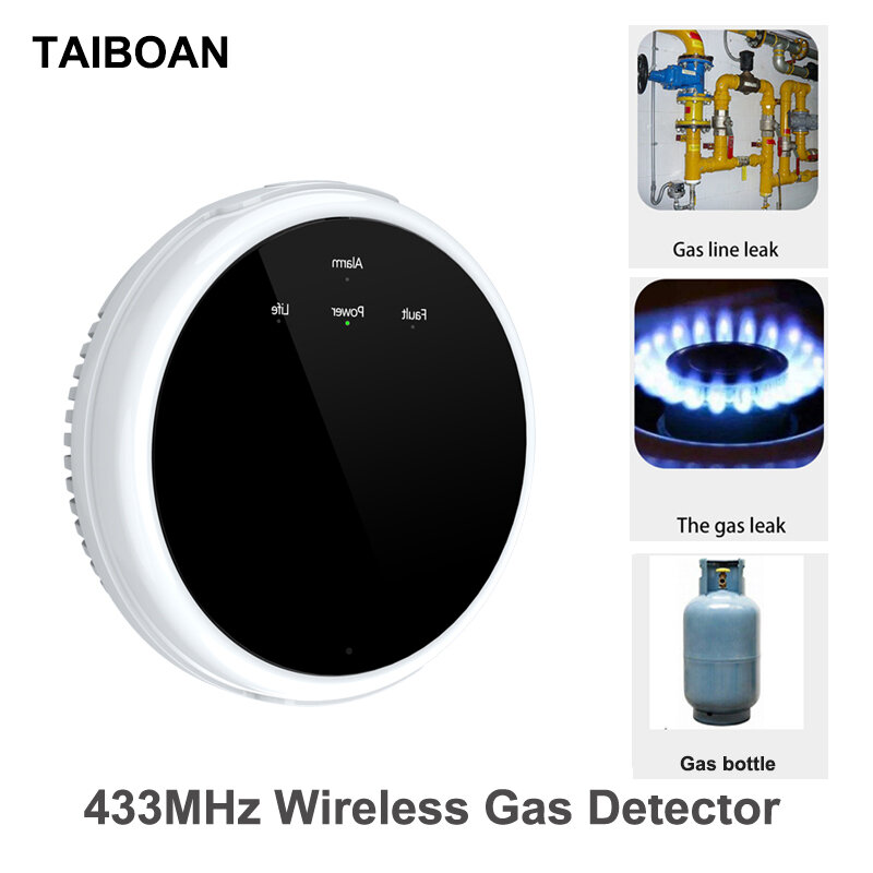 TAIBOAN Sensor Alarm kebocoran Gas Mini 433mhz, detektor mudah terbakar GAS LPG untuk sistem keamanan rumah