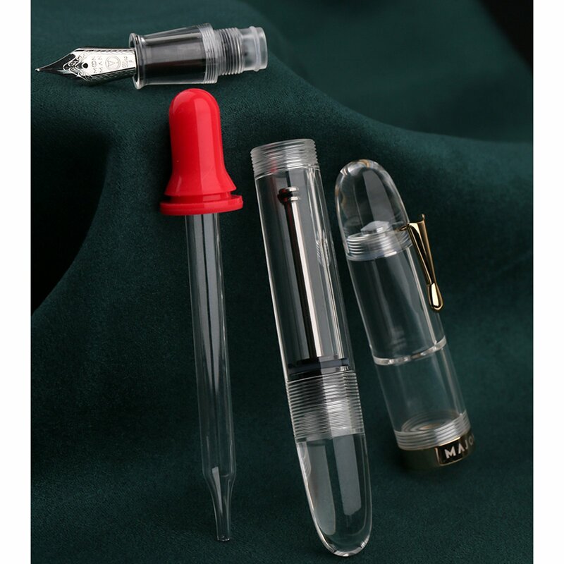 Eyedropper ปากกาหมึกซึมอะคริลิค C4 Majohn โปร่งใส F M nib ปากกาของขวัญอุปกรณ์การเขียนของโรงเรียนธุรกิจสำนักงานสำหรับนักเรียน