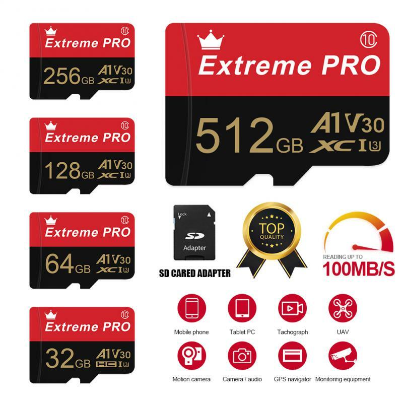 Ultra 128GB Micro TF/SD Cartão Extreme SSD Memória Flash Cartão SD 64 256GB 512GB SD Cartão de Memória Flash Cartão TF Para Telefone/tablet