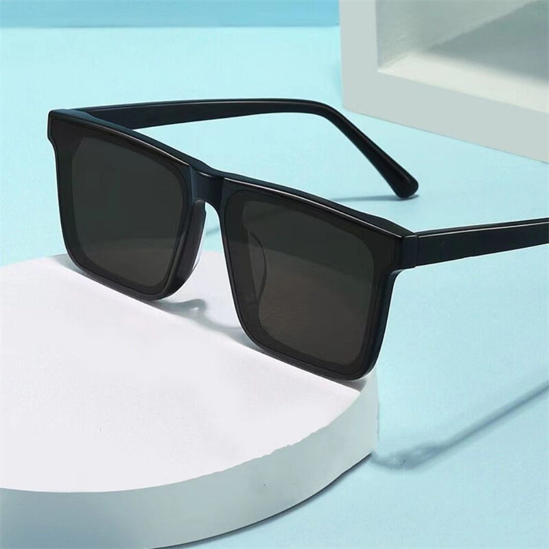 Lunettes de soleil à grande monture carrée rétro pour hommes et femmes, lunettes de soleil noires cool, lunettes de protection UV400, marque de créateur