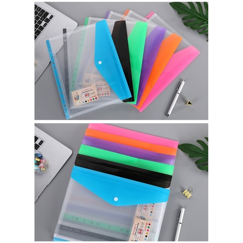 12 шт. расширяемых перфорированных карманов, 6 цветов прозрачных пластиковых конвертов для файлов-кошельков