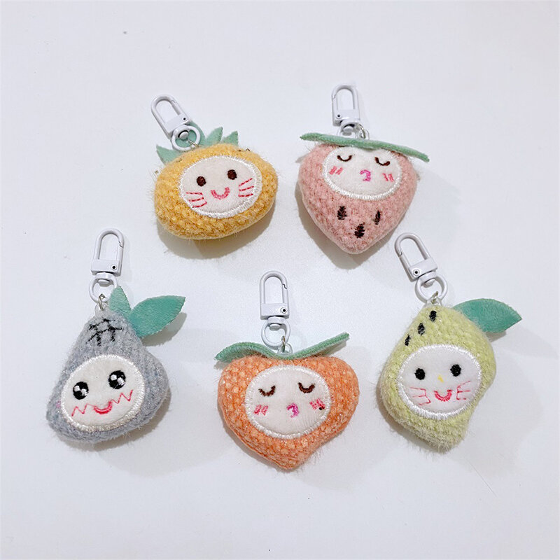 Kawaii Plush Fruit Doll Keyring Cartoon Stuffed Doll Keychain Car Keys Chains Cute Bag Pendant For Girls Birthday Gift